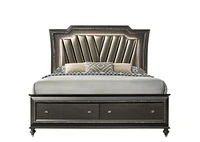 ACME Kaitlyn California King Bed (LED HB) in PU & Metallic Gray