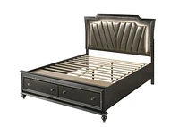 ACME Kaitlyn California King Bed (LED HB) in PU & Metallic Gray