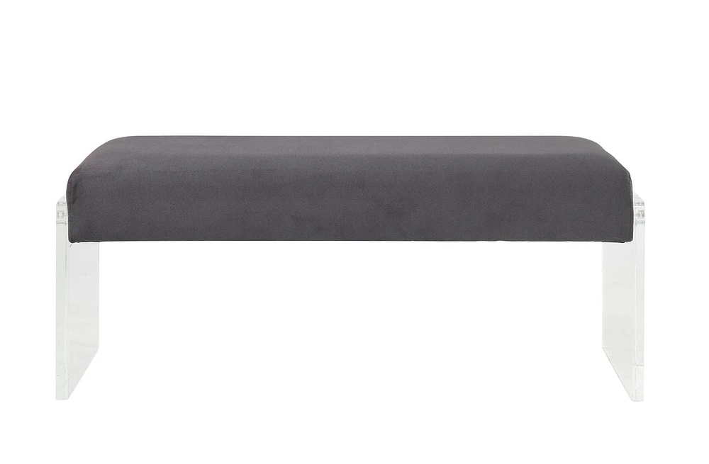 ACME Marah Bench in Charcoal & Clear Acrylic