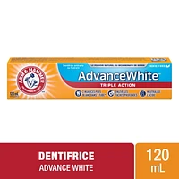 ARM & HAMMER Advance White 3 in 1 Power Toothpaste, Whitening, 120mL, 120mL