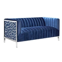 Home Gear Geometric pattern Blue Velvet Sofa