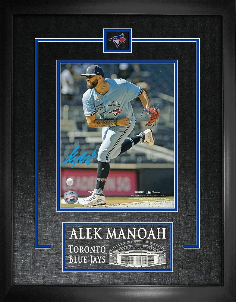 Alek Manoah Signed 8x10 Framed Toronto Blue Jays Light Blue Follow Through Photo