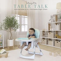 Dream On Me Portable 2 In 1 Table Talk High Chair |Convertible |Compact High Chair |Light Weight Portable Highchair