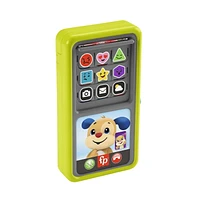 ​Fisher-Price Laugh & Learn Baby to Toddler Educational Toy Phone with Lights and Music, 2-in-1 Slide to Learn Smartphone, Multi-Language Version, Ages 9-36M