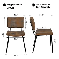 Homy Casa Dining Chairs Set of 4 - Upholstery Side Chairs with Seam Decor Metal Legs for Dining Room Kitchen Bistro