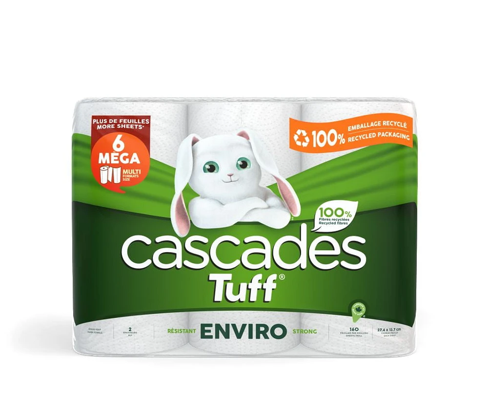 Cascades Tuff Enviro Paper Towels, 6 Mega Rolls, 160 sheet per Roll