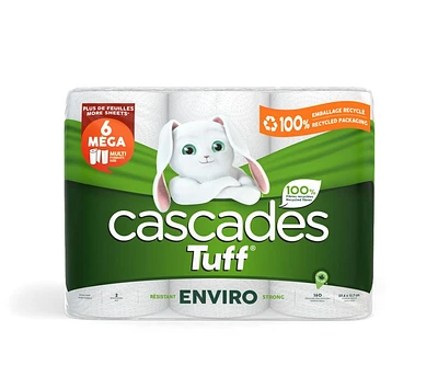 Papier essuie-tout Cascades Tuff Enviro 6 méga rouleaux, 160 feuilles par rouleau