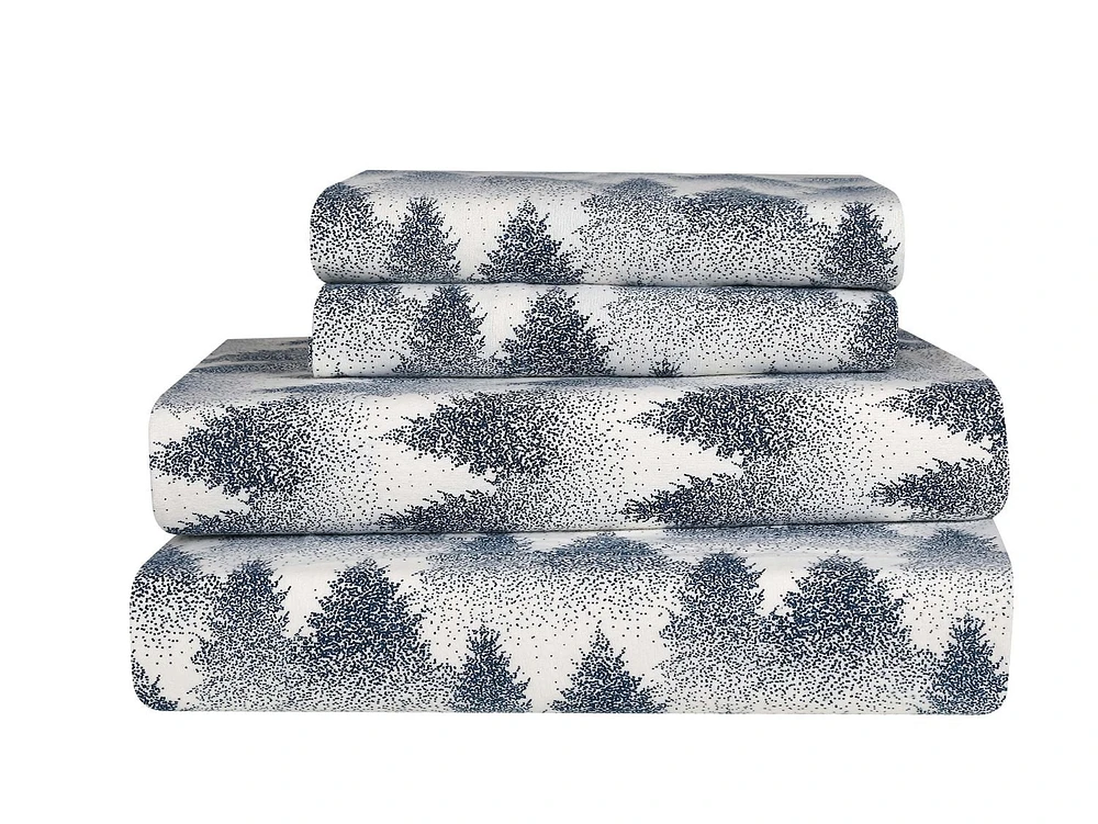 Snow Cap 4 Piece Cotton Flannel Sheet Set