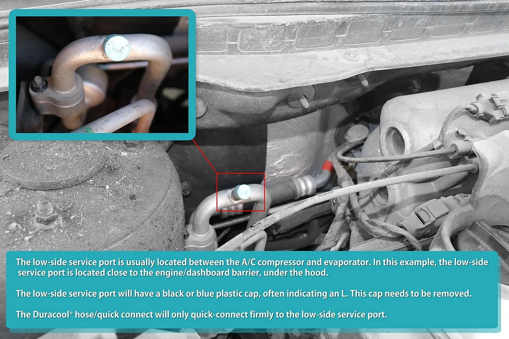 Duracool® 12a Mobile Recharge and Seal Kit for R-134a Small Mobile A/C systems. Contains refrigerant, SealQuick, Vent Thermometer, Charging Hose with Pressure Gauge & Quick connect., CHARGE&SEAL KIT SMALL SYSTEM