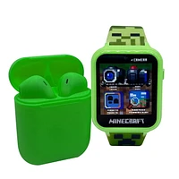 Minecraft Montre interactive à écran tactile avec un ensemble d'écouteurs assorti
