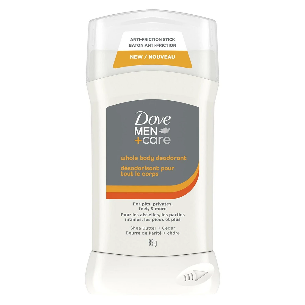 Pour Tout Le Corps Pour 72H de Protection Contre les Odeurs Dove Men+Care Déodorant Beurre de Karité & Cèdre convient pour une utilisation des aisselles, aux parties intimes et pieds 85g