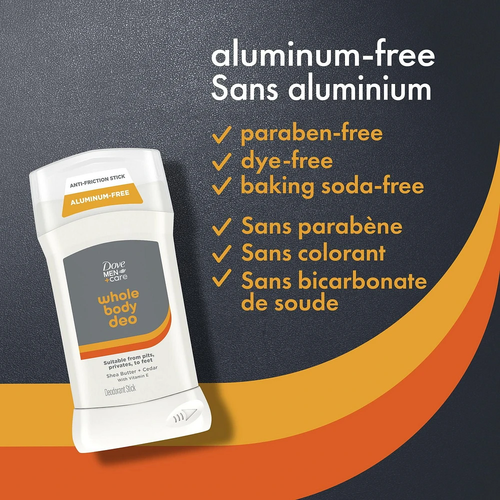 Pour Tout Le Corps Pour 72H de Protection Contre les Odeurs Dove Men+Care Déodorant Beurre de Karité & Cèdre convient pour une utilisation des aisselles, aux parties intimes et pieds 85g