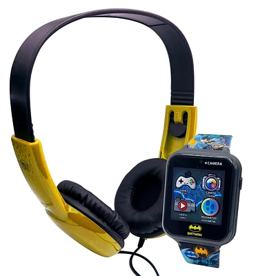 Batman Montre interactive à écran tactile avec un ensemble casque de musique assorti