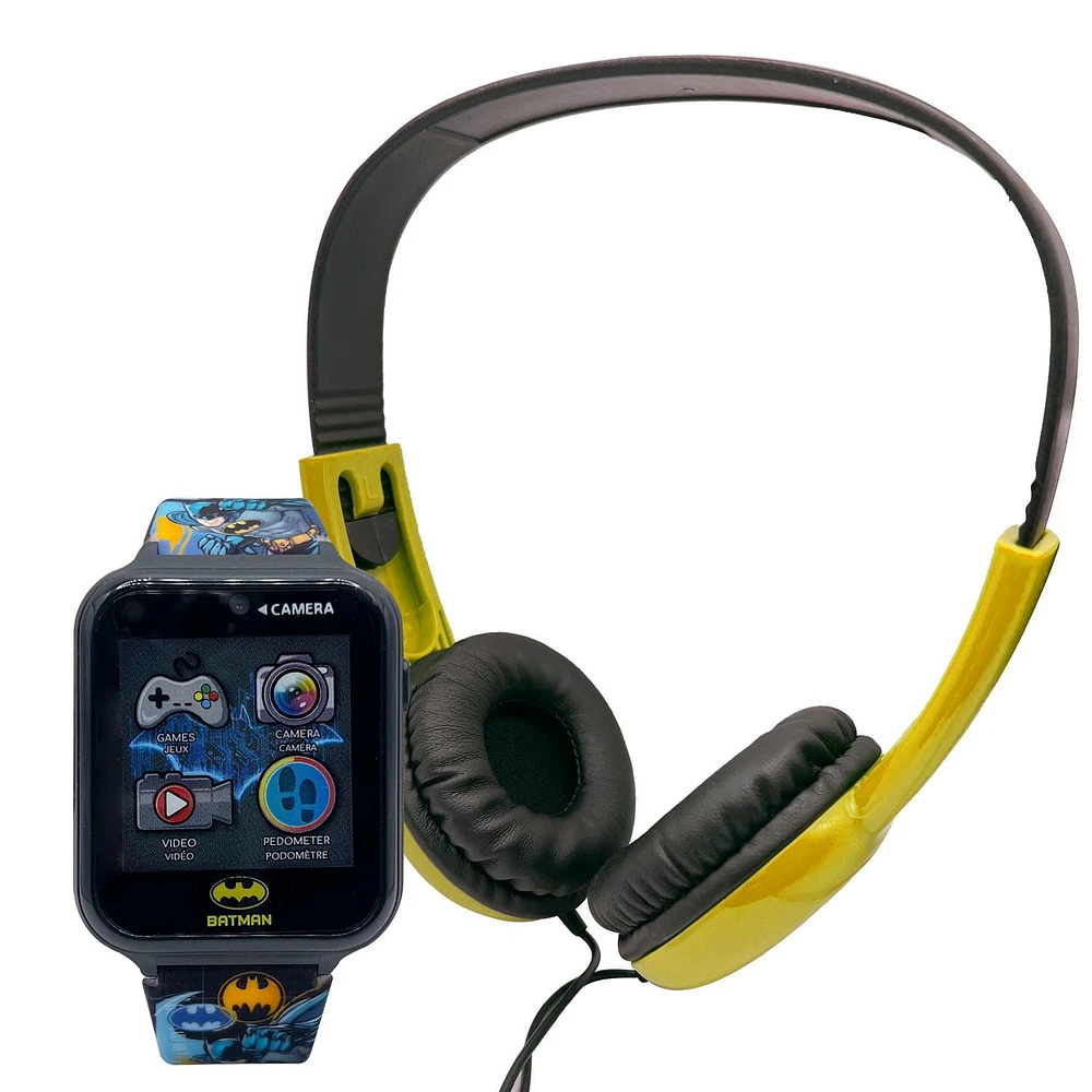 Batman Montre interactive à écran tactile avec un ensemble casque de musique assorti
