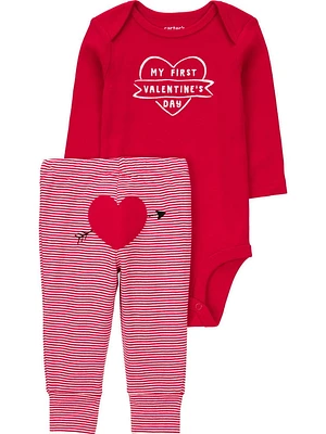 Carter's Child of Mine Baby Unisex Bodysuit Pant Set - My First Valentine's Day