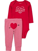 Carter's Child of Mine Baby Unisex Bodysuit Pant Set - My First Valentine's Day