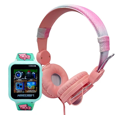 Minecraft Montre interactive à écran tactile avec un ensemble casque de musique assorti