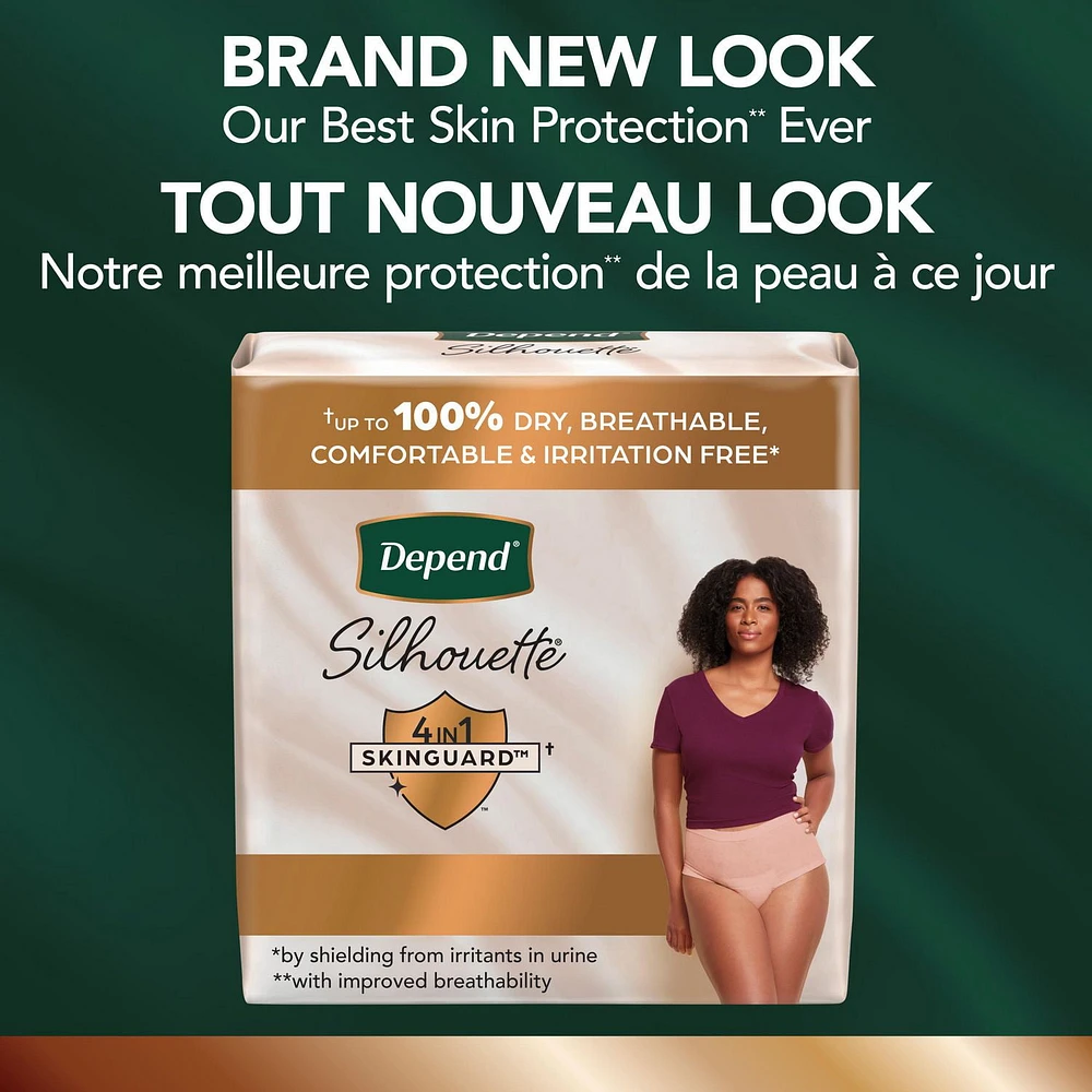 Sous-vêtements d’incontinence et de post-partum Depend Silhouette pour femmes adultes, P-TG, absorption maximale, rose 10-16 unités