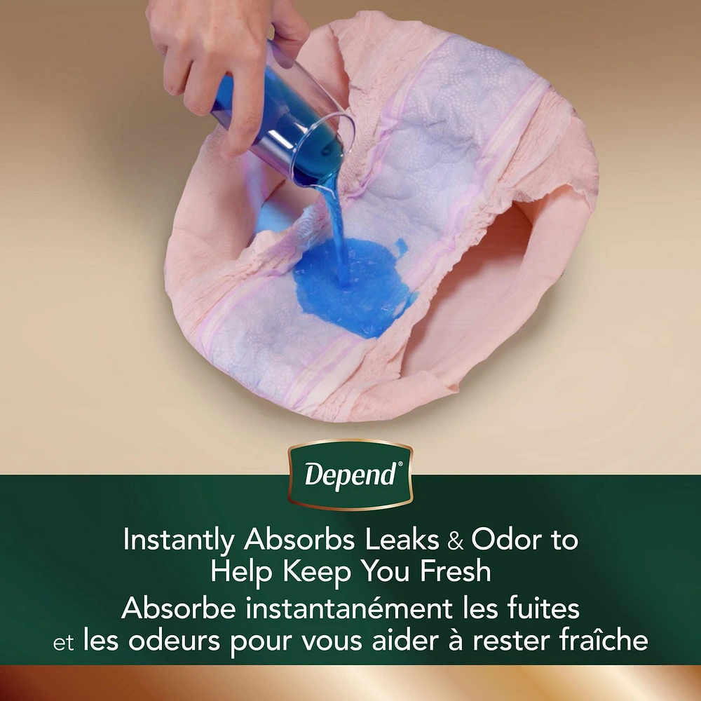Sous-vêtements d’incontinence et de post-partum Depend Silhouette pour femmes adultes, P-TG, absorption maximale, rose 10-16 unités