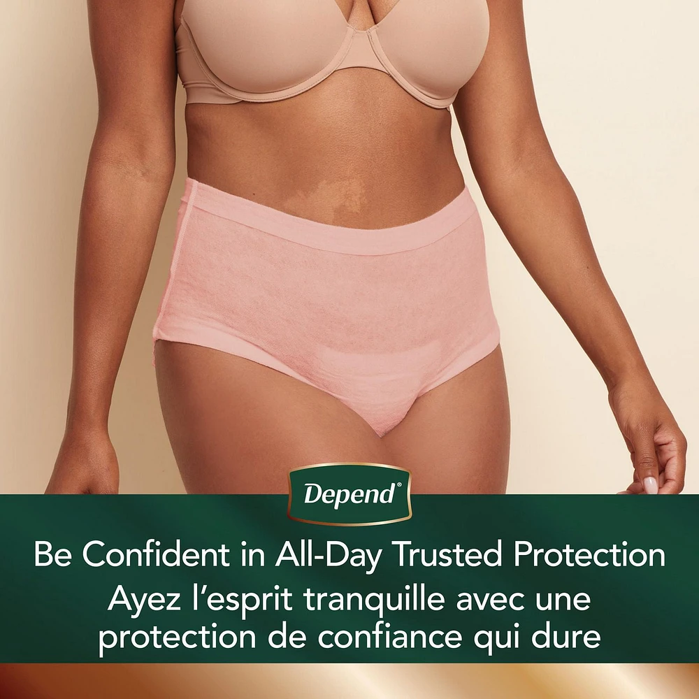 Sous-vêtements d’incontinence et de post-partum Depend Silhouette pour femmes adultes, P-TG, absorption maximale, rose 10-16 unités