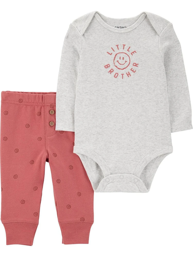 Carter's Child of Mine Baby Boys' Bodysuit Pant Set - Little Brother Smile, Newborn 24 Months