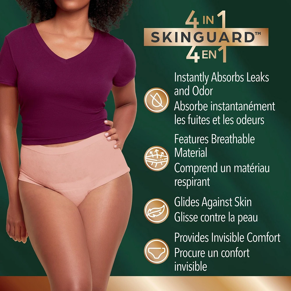 Sous-vêtements d’incontinence et de post-partum Depend Silhouette pour femmes adultes, P-TG, absorption maximale, rose 10-16 unités