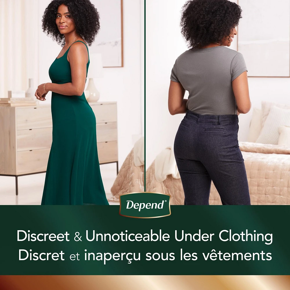 Sous-vêtements d’incontinence et de post-partum Depend Silhouette pour femmes adultes, P-TG, absorption maximale, rose 10-16 unités
