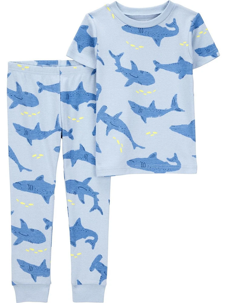 Carter's Child of Mine Toddler Boys' 2 Piece Cotton - Blue Shark, 6/9 Months 5T