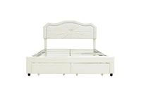 Aiden Queen Platform Storage Bed, Beige