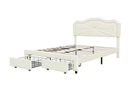 Aiden Queen Platform Storage Bed, Beige