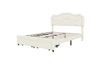 Aiden Queen Platform Storage Bed, Beige