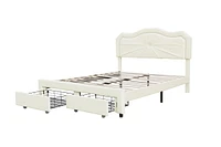 Aiden Twin Platform Storage Bed, Beige