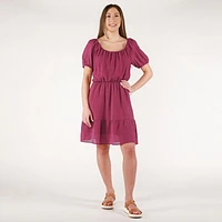 DV S/S scoop neck tiered baby doll dress