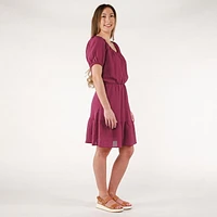 DV S/S scoop neck tiered baby doll dress