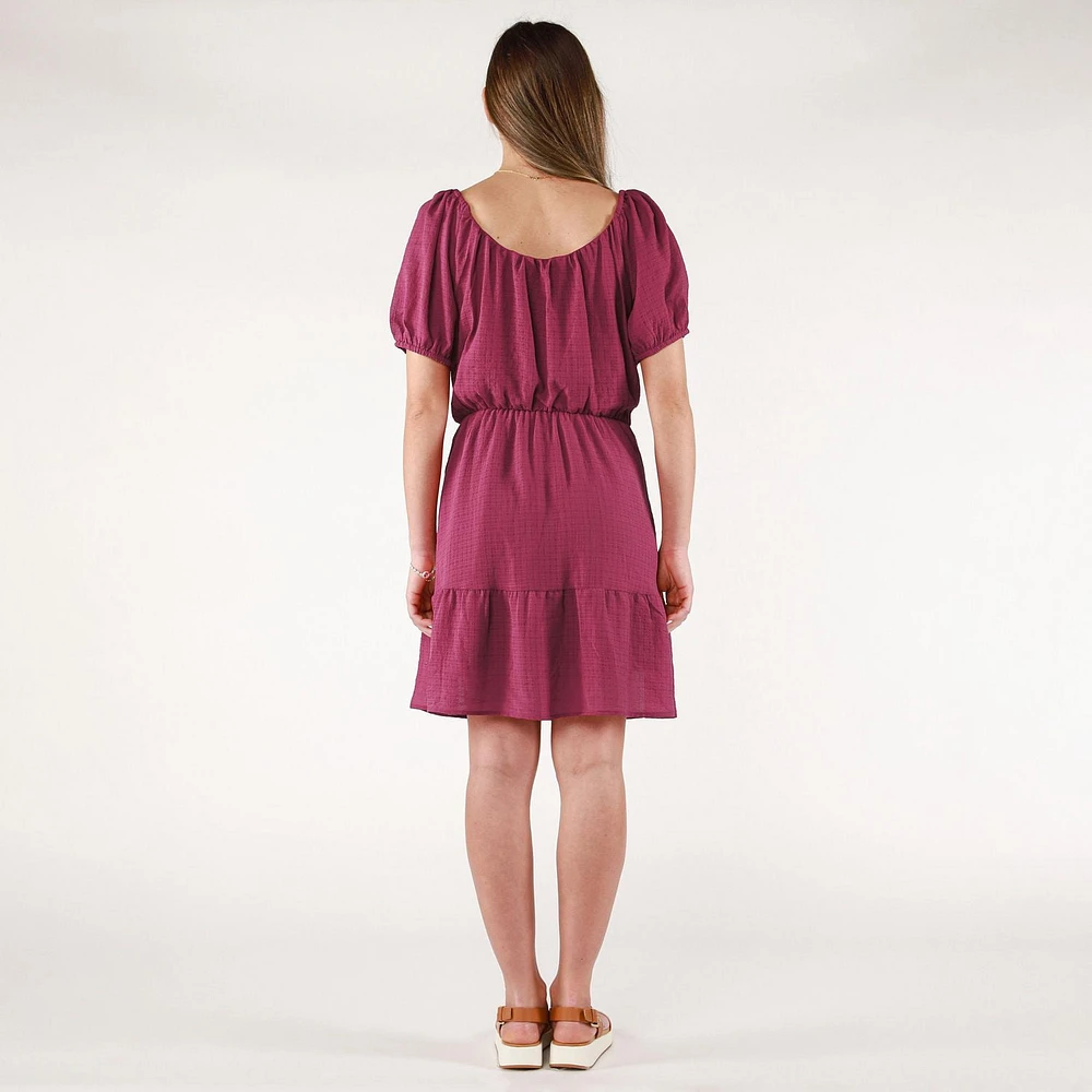 DV S/S scoop neck tiered baby doll dress