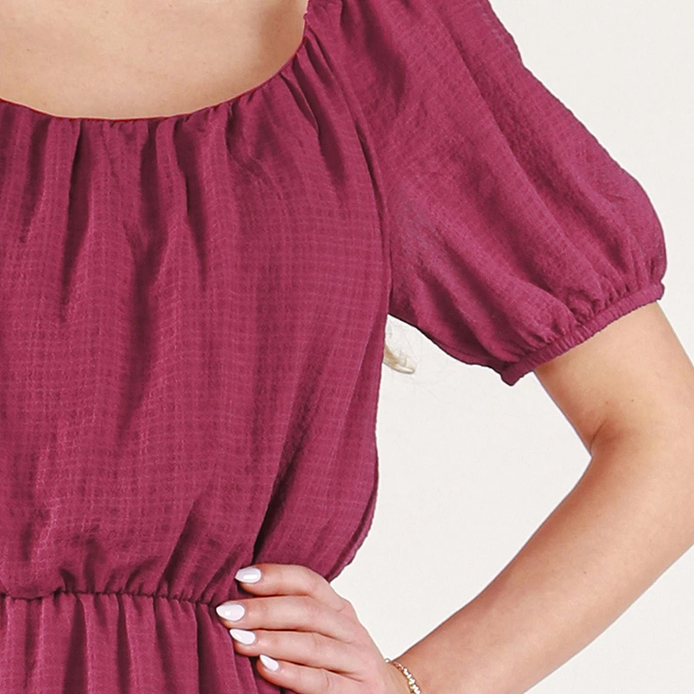 DV S/S scoop neck tiered baby doll dress