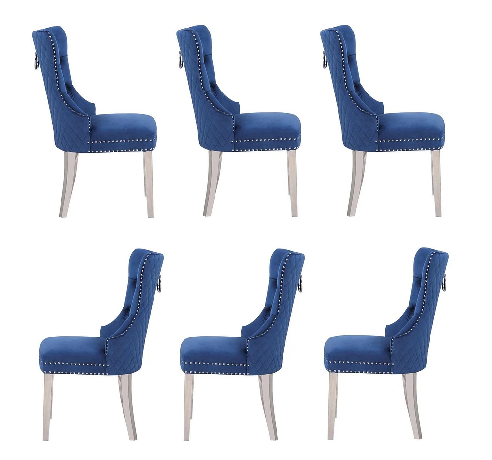 Plata Import Wingback Chair in Blue - Set 6