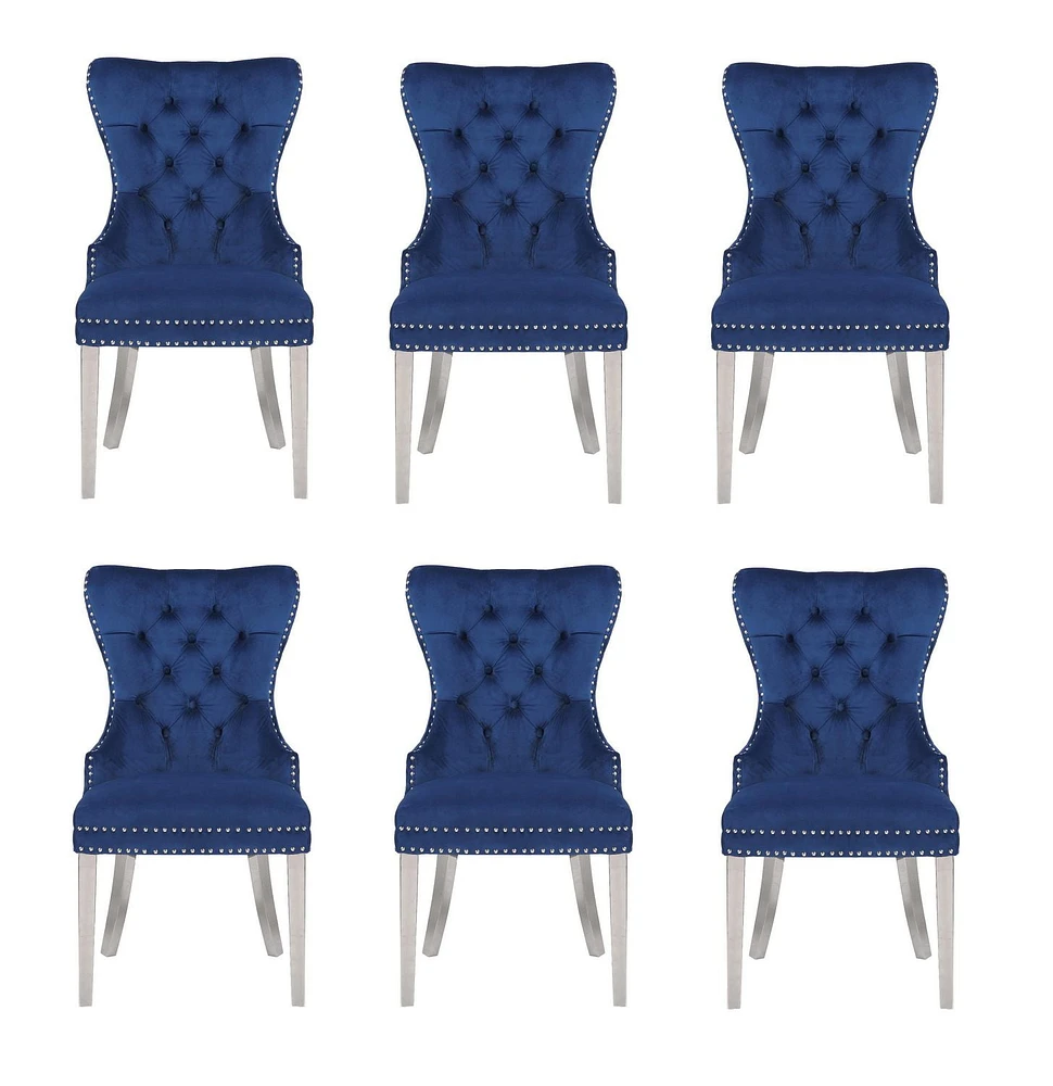 Plata Import Wingback Chair in Blue - Set 6