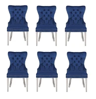 Plata Import Wingback Chair in Blue - Set 6