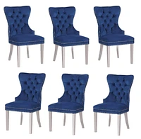 Plata Import Wingback Chair in Blue - Set 6