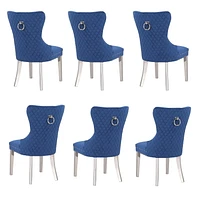 Plata Import Wingback Chair in Blue - Set 6