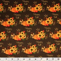 Fabric Creations  Brown Happy Fall Cotton Fabric buy the Metre 107 cm (42")