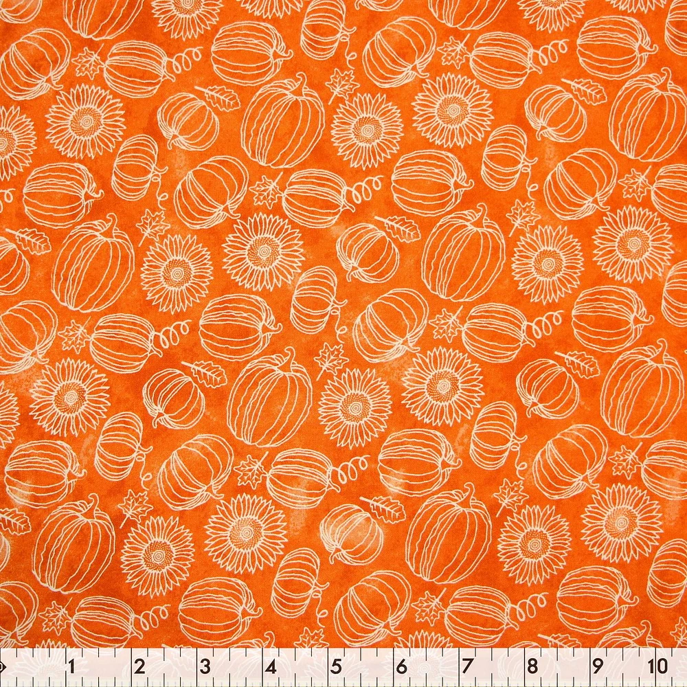 Fabric Creations  Orange Harvest Bounty Cotton Fabric by the Metre 107 cm (42")