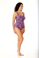 Lands' End Women's Size S-XXL Nylon Spandex Grecian One-Piece Swimsuit with Shirring Detail