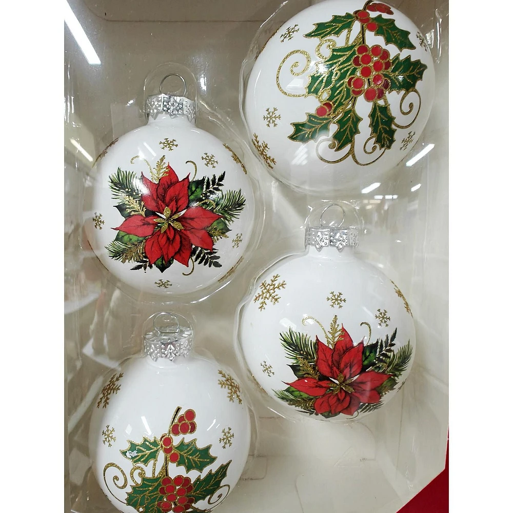 HOLIDAY TIME 4CT RED FLOWER ORNAMENT