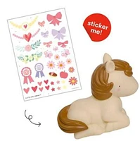 A Little Lovely Company - Horse Nightlight - Customizable with Sticker Sheet - Timer Setting Turns Off After 15 Minutes - Soft Glow for Dreamy Horse Adventures - Perfect for Kids' Rooms