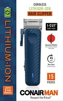 Conair Man I-Cut Series Rechargeable Lithium-ion Hair Clipper, 15 piece DC Motor Hair Cut Kit, 15 piece DC motor Hair Cut Kit