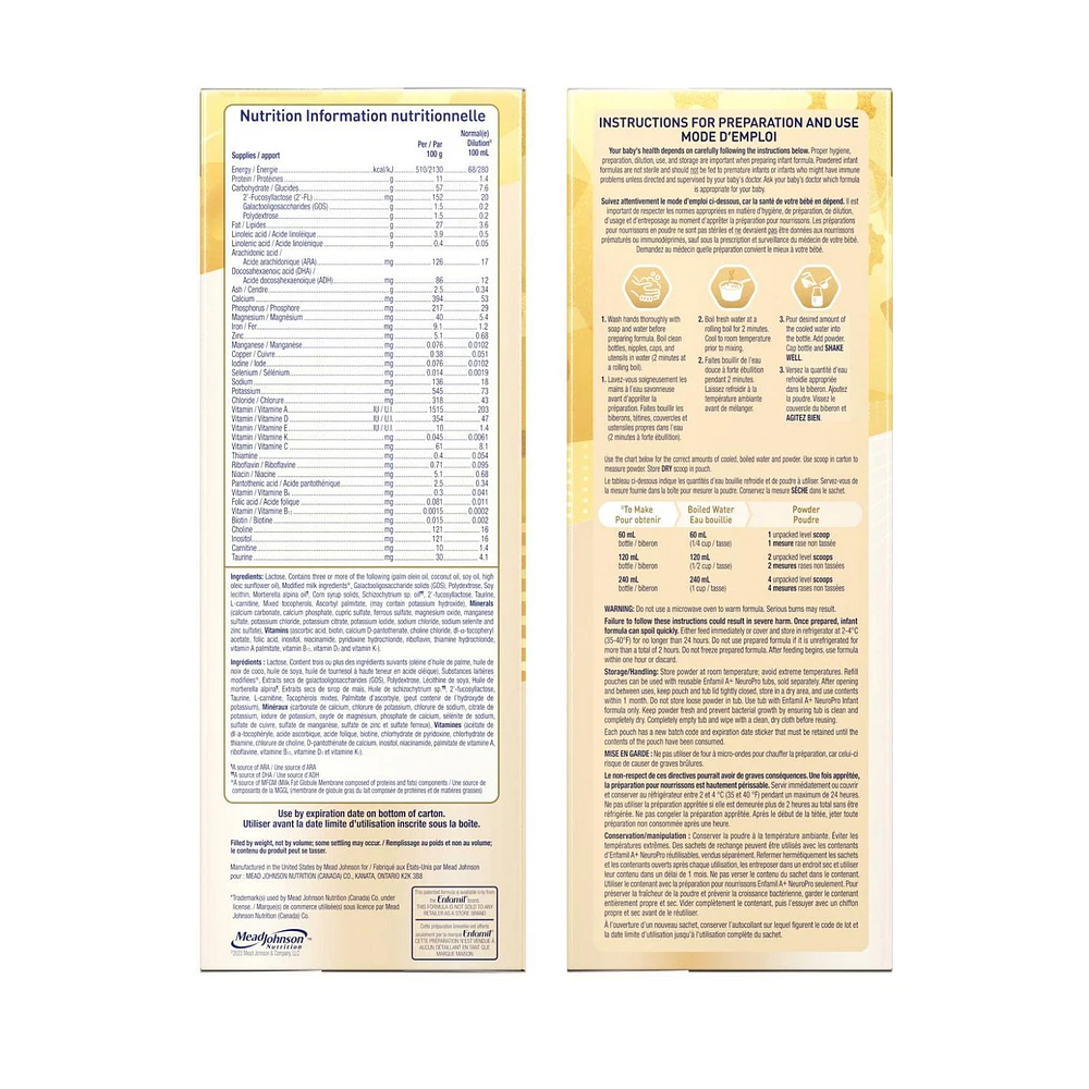 Enfamil A+ NeuroPro, Baby Formula, 0-12 months, Powder Refill, 890g (2x445g)