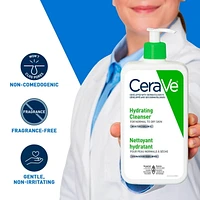 CeraVe Nettoyant Hydratant pour le Visage avec Acide Hyaluronique et 3 Céramides | Nettoyant Quotidien pour le Visage pour Peau Normale à Sèche | Sans Parfum Nettoyant Efficace et Non Gras