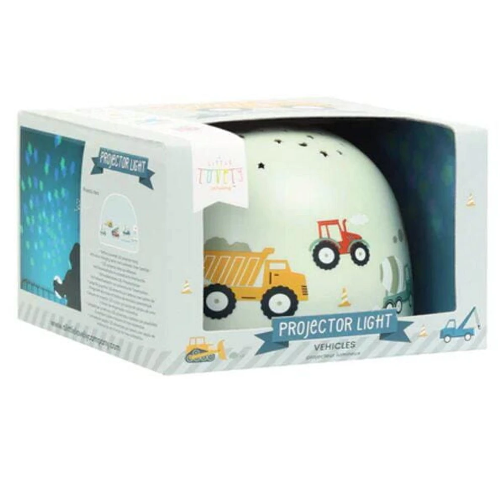 A Little Lovely Company - Projector Light Grey - Wireless Lamp - Vehicles Theme - Creates Starry Sky on Ceiling - Easy to Carry - Perfect for Kids' Rooms